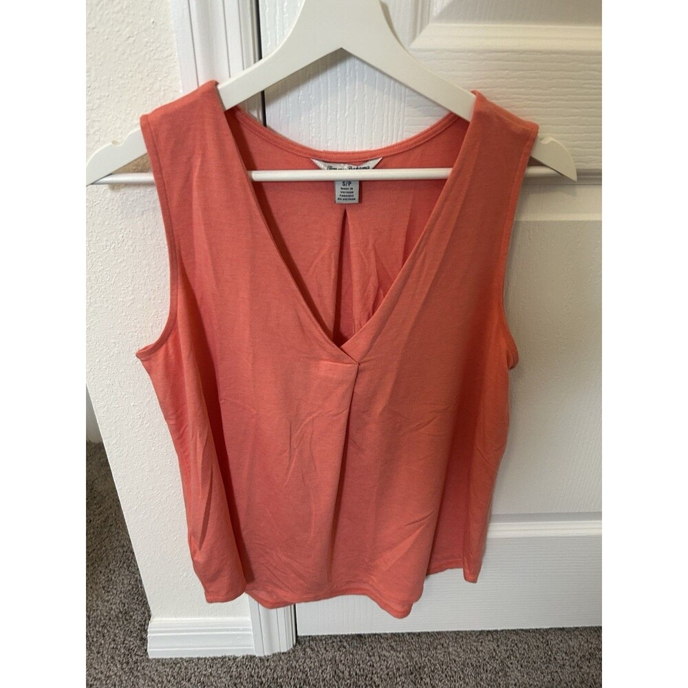 Tommy Bahama Tank Top Kauai Box Pleat  Women S Small Coral Sleeveless Soft Light